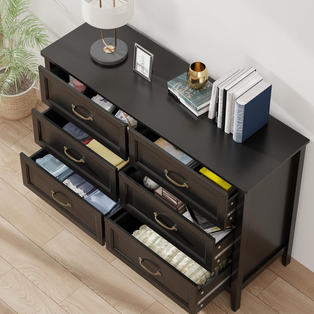 Black 6 Drawer Dresser L9933