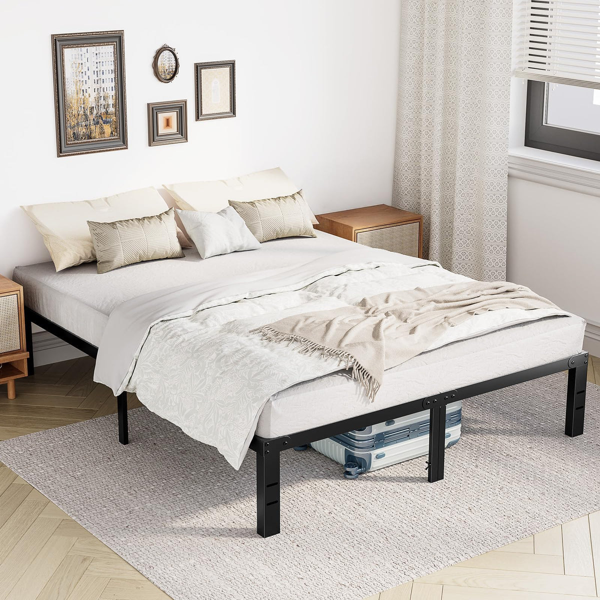 Queen Metal Slat Platform Bed Frame 14 Inch W802914