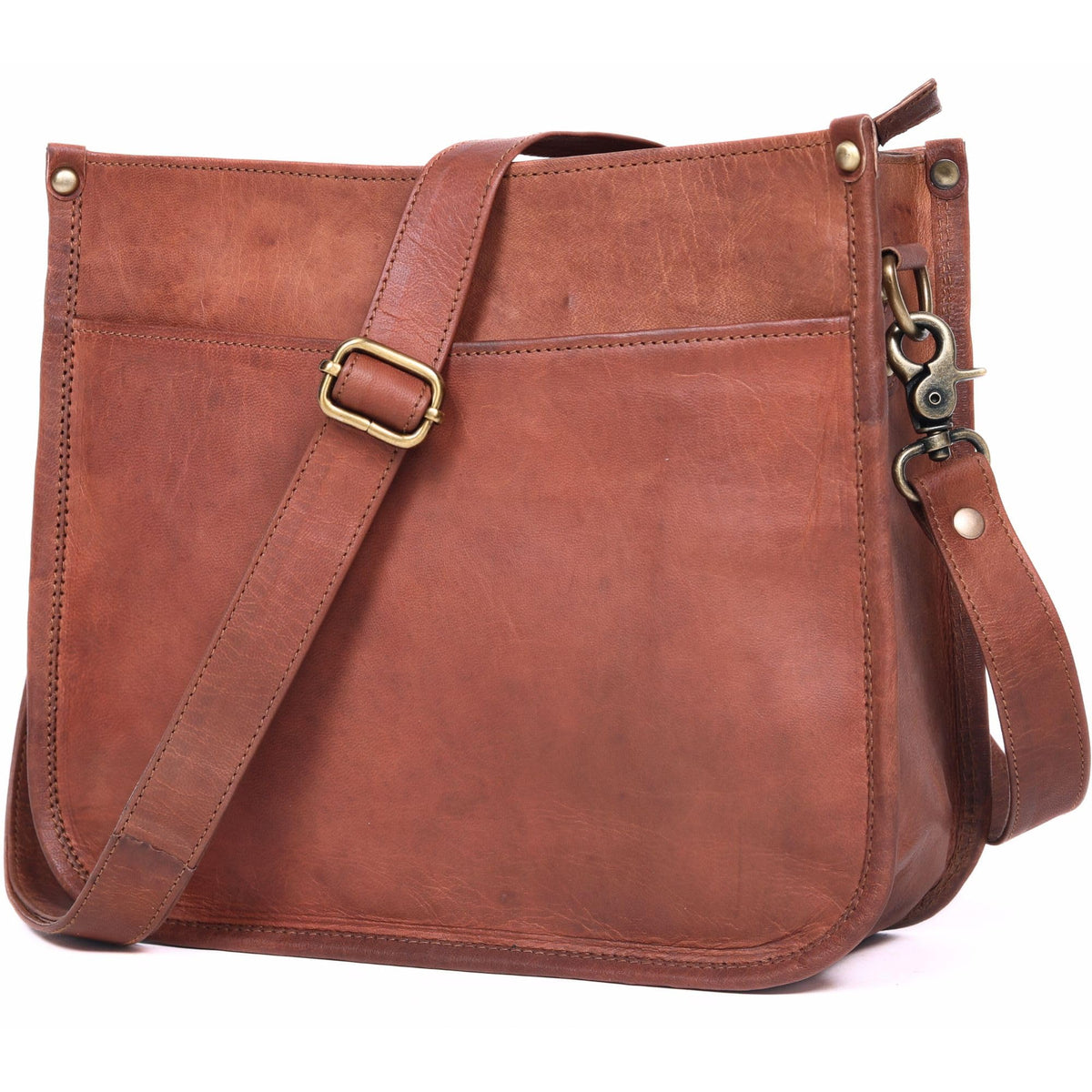 Rustic Tan Brown Leather Crossbody Purse R748