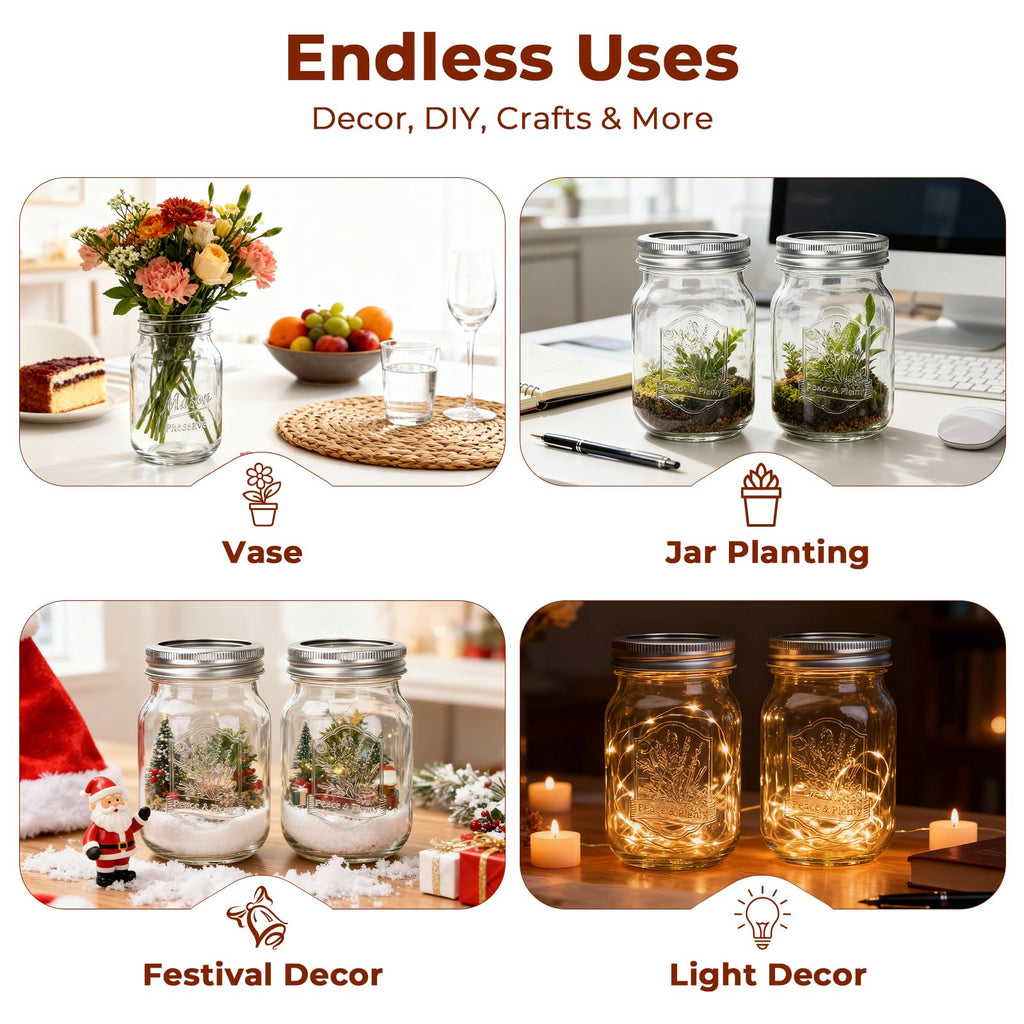 16oz 12 Pack Mason Jars with Airtight Lids M2679