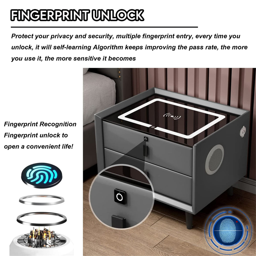 Orange 3 Drawer Nightstand with Wireless Charging Station and USB Charging Q696