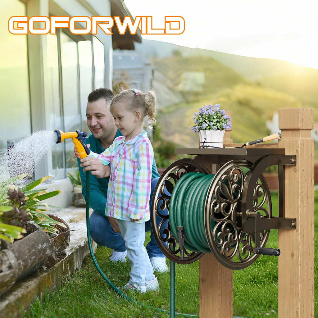 Wall Mount Garden Hose Reel, Holds 200-Feet of 5/8-Inch Hose N6446