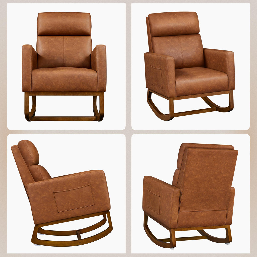 Brown Leather Glider Chair V167801