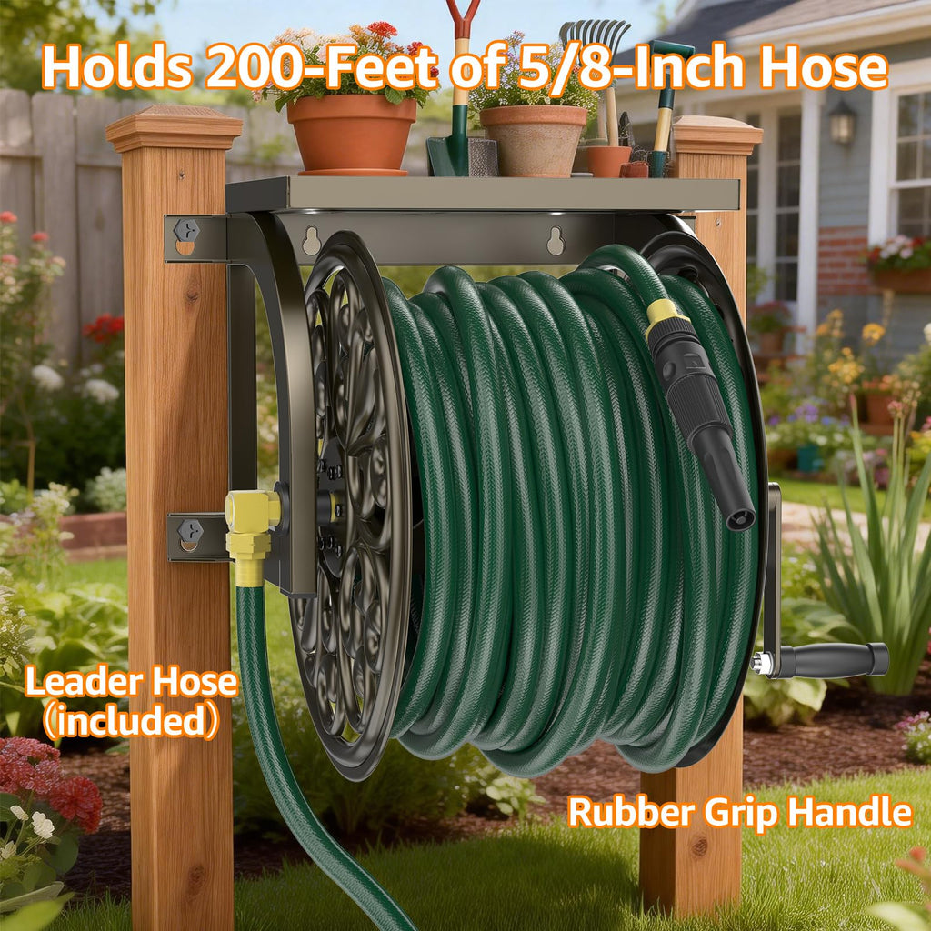 Wall Mount Garden Hose Reel, Holds 200-Feet of 5/8-Inch Hose N6446