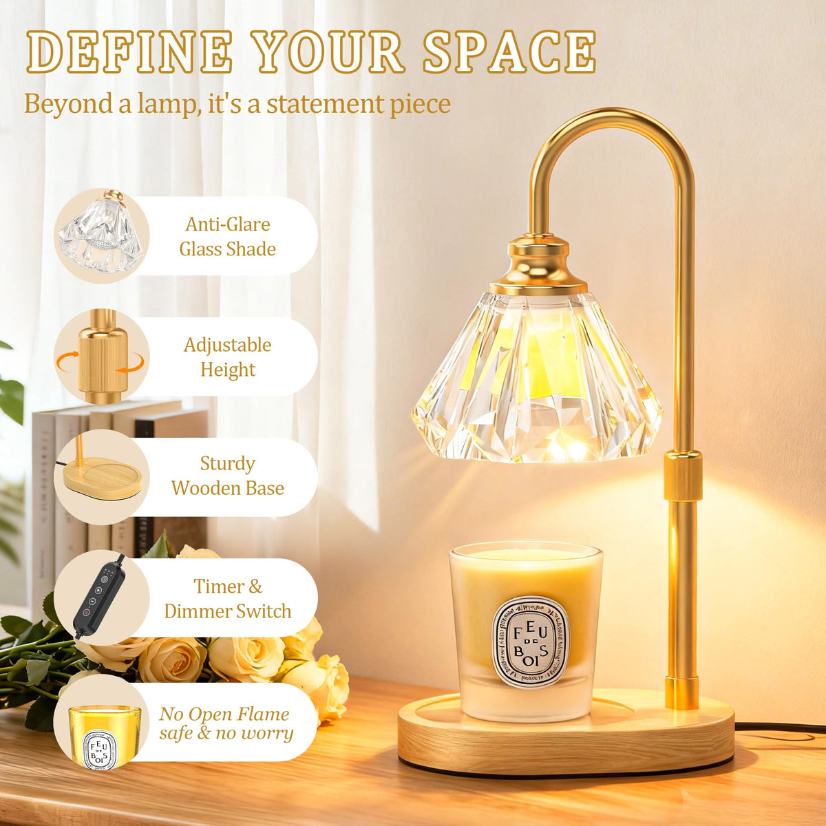 Dimmable Adjustable Candle Warmer Lamp with Timer S79324