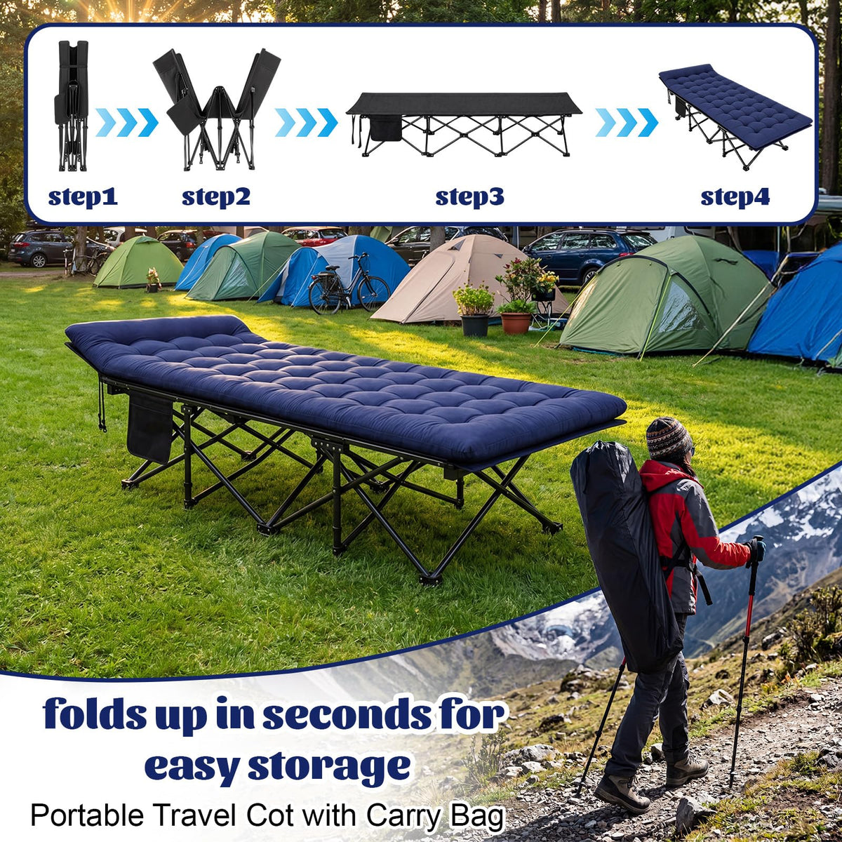 2 Pack Folding Camping Cot with Mattress L969066