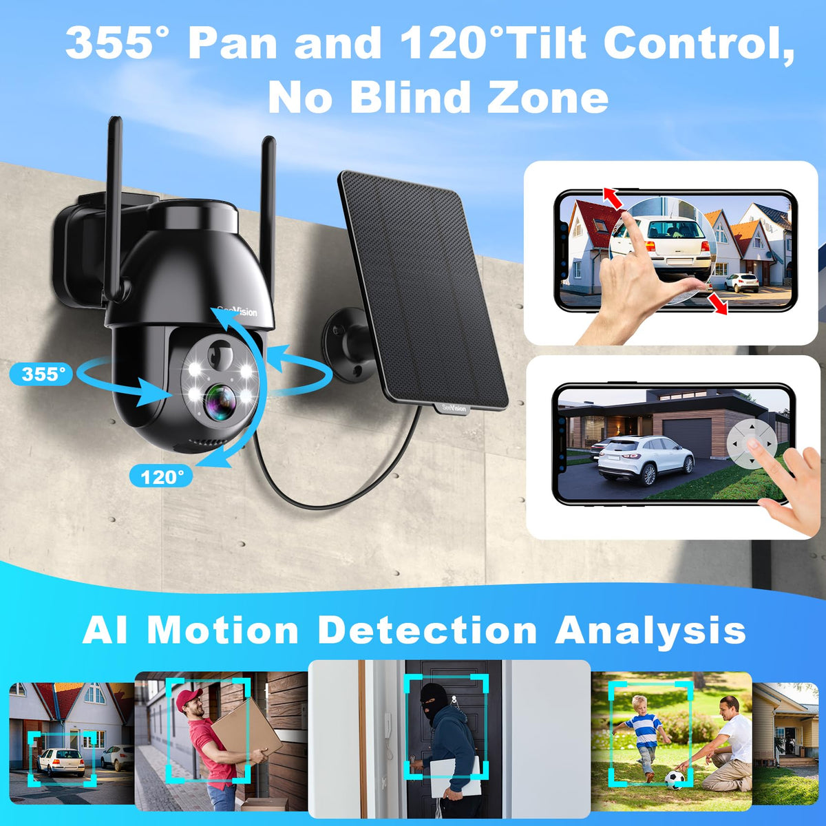 2K PTZ Wireless Security Camera with Spotlight M9998