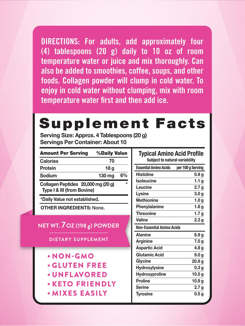 Collagen Powder 7 oz Type I and III Unflavored N543317