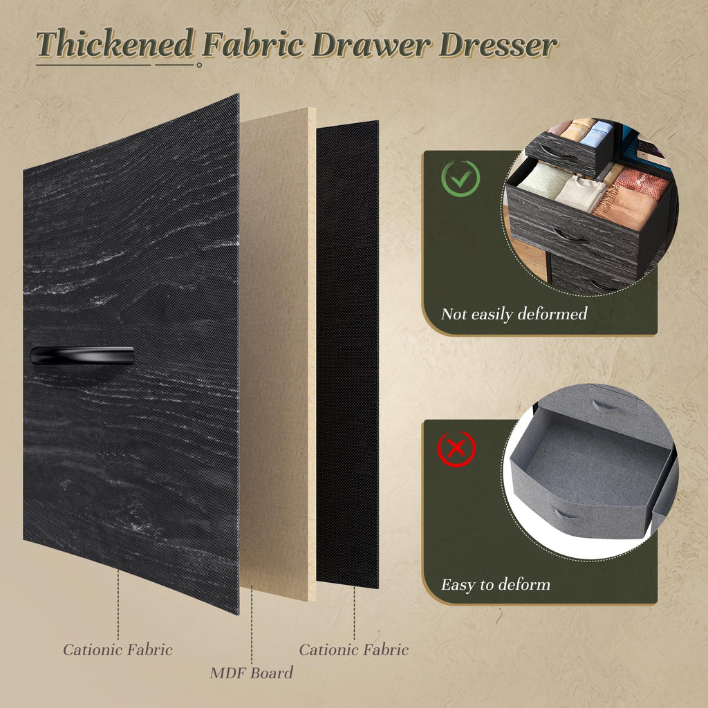 Black 10 Drawer Dresser with Charging Station K97150