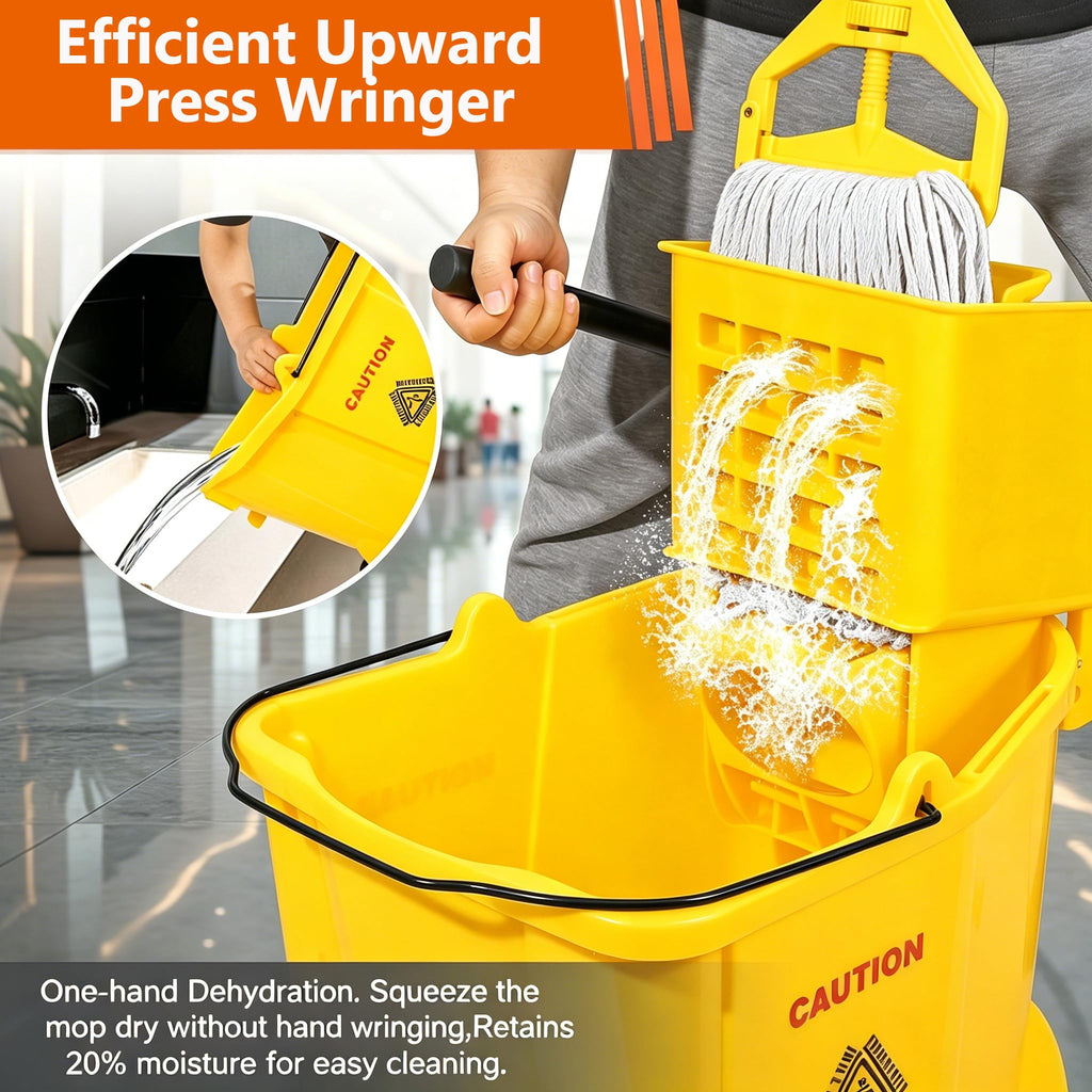 35 Qt Mop Bucket with Side-Press Wringer on Wheels I986
