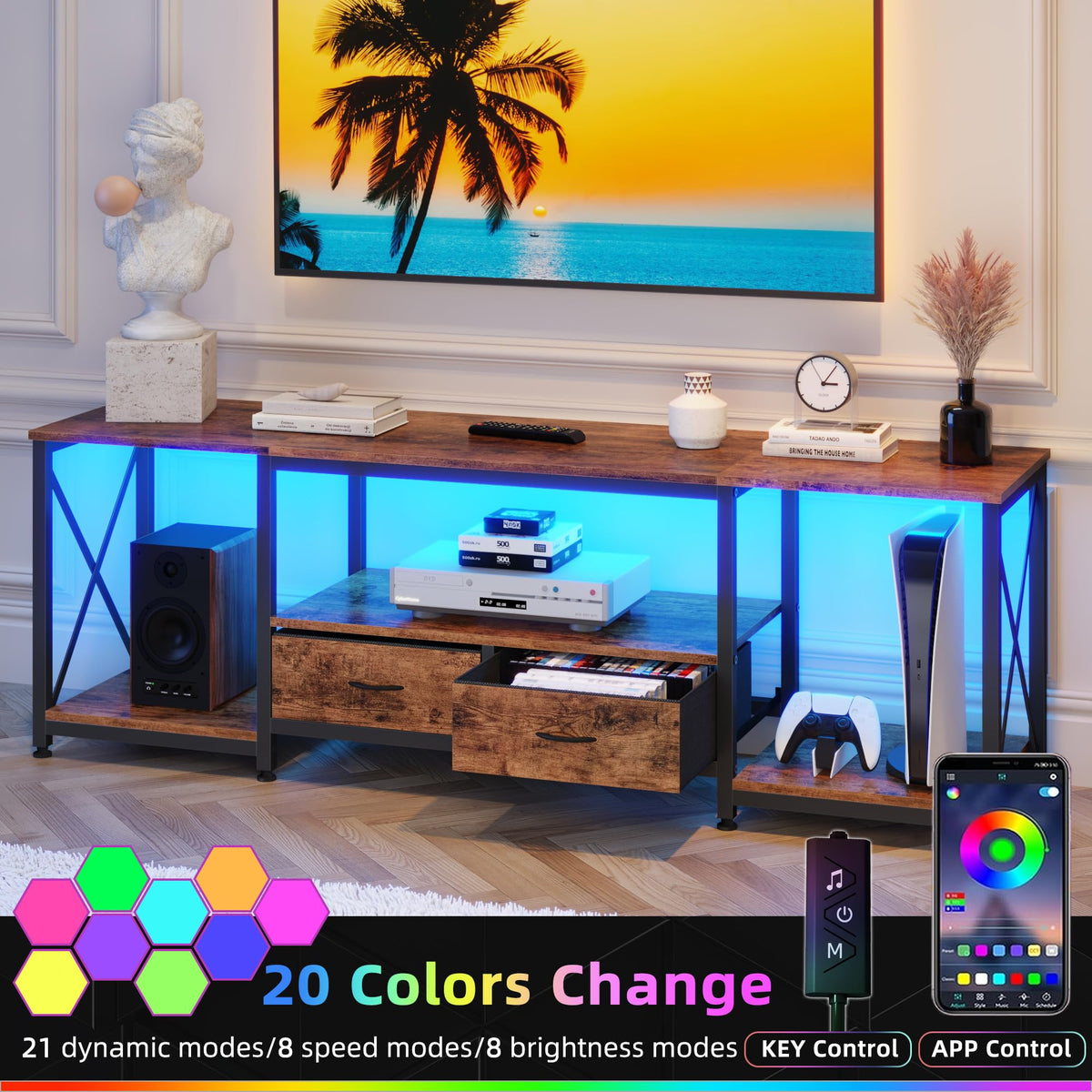 Fabric Drawers TV Stand for 65 70 75 Inches TV I674763