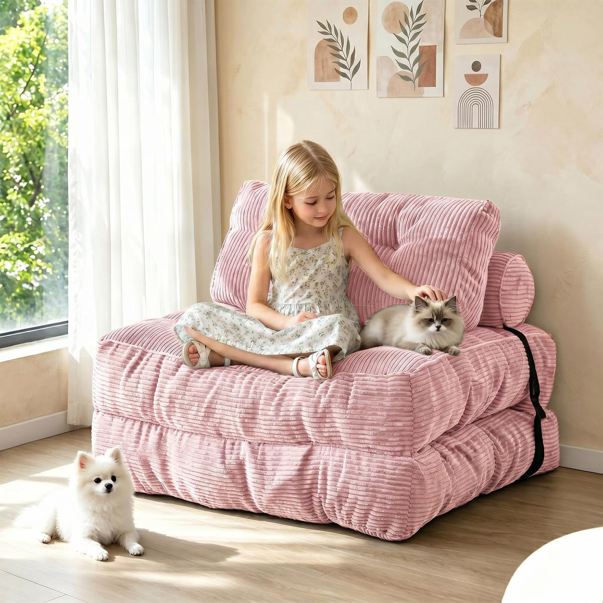 3-in-1 Folding Sofa Bed Convertible Futon Chair W501