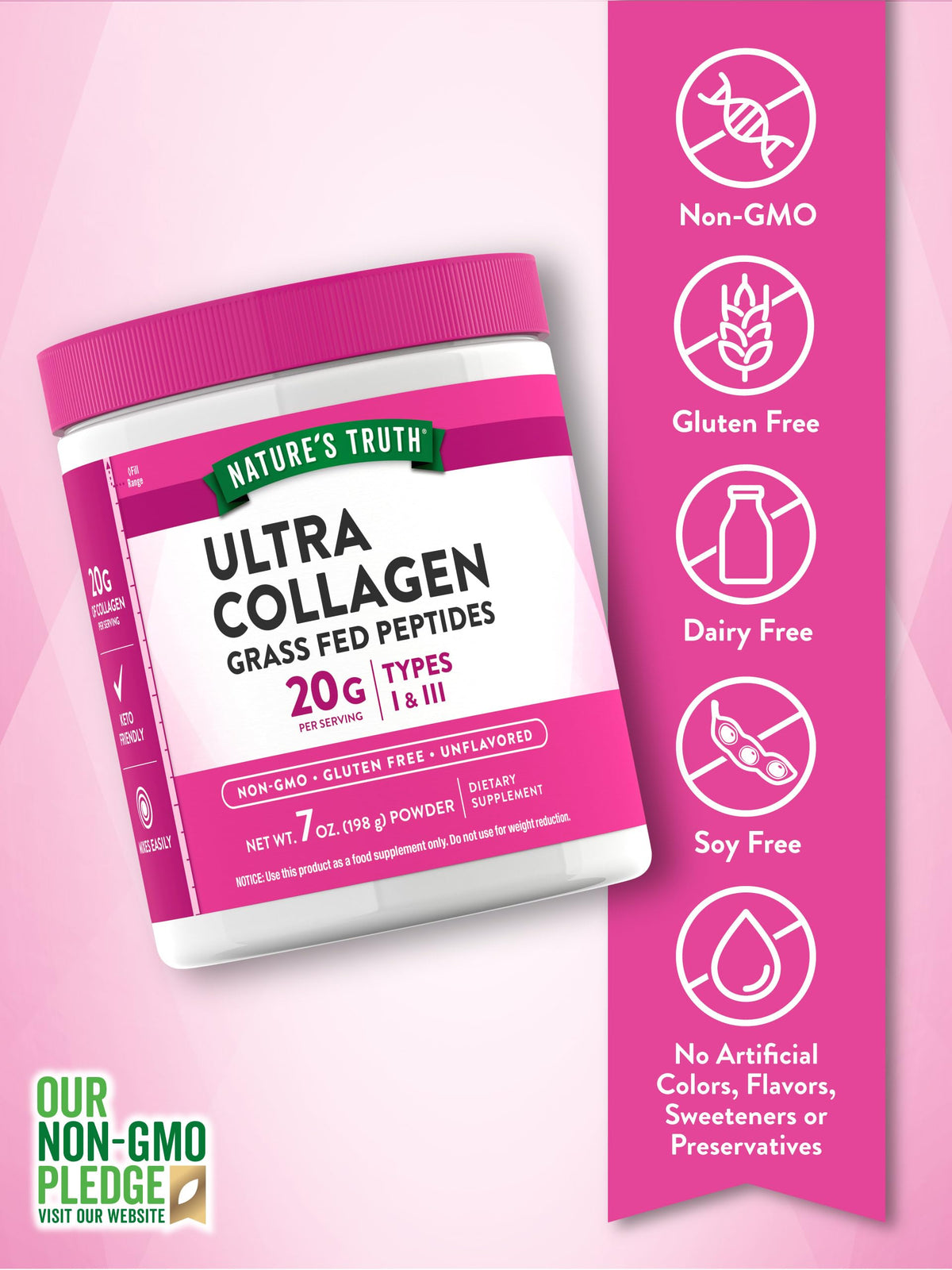Collagen Powder 7 oz Type I and III Unflavored N543317