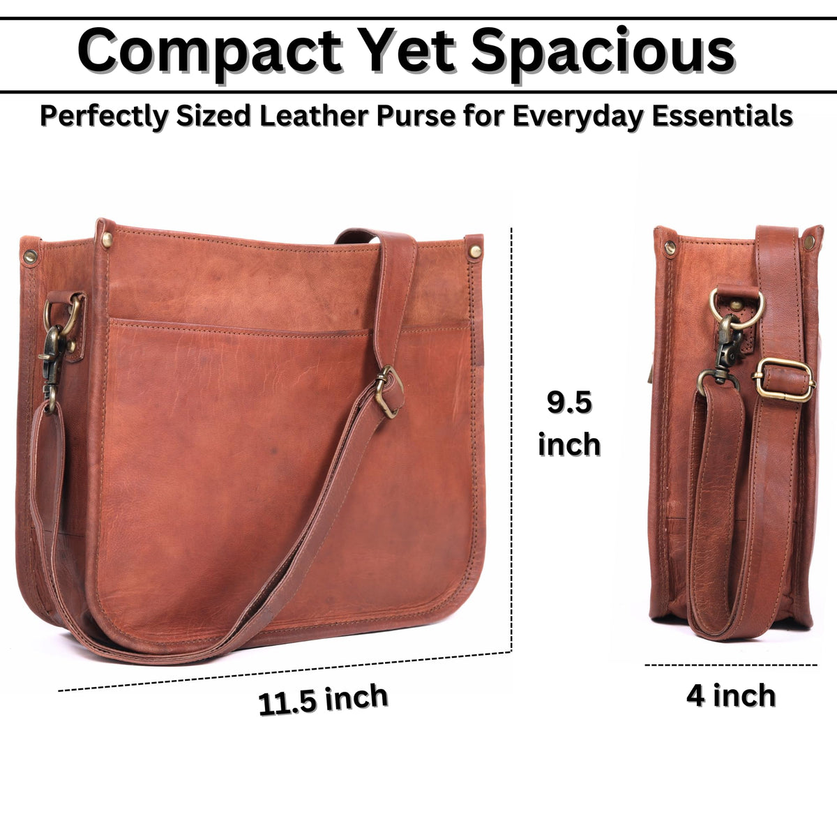 Rustic Tan Brown Leather Crossbody Purse R748