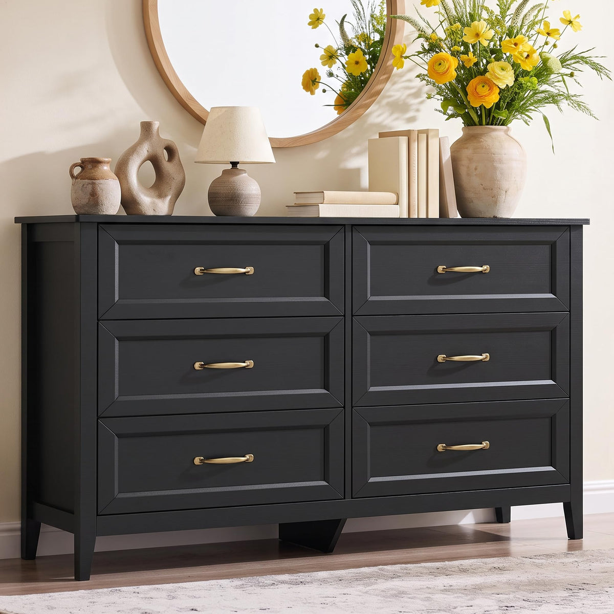Black 6 Drawer Dresser L9933