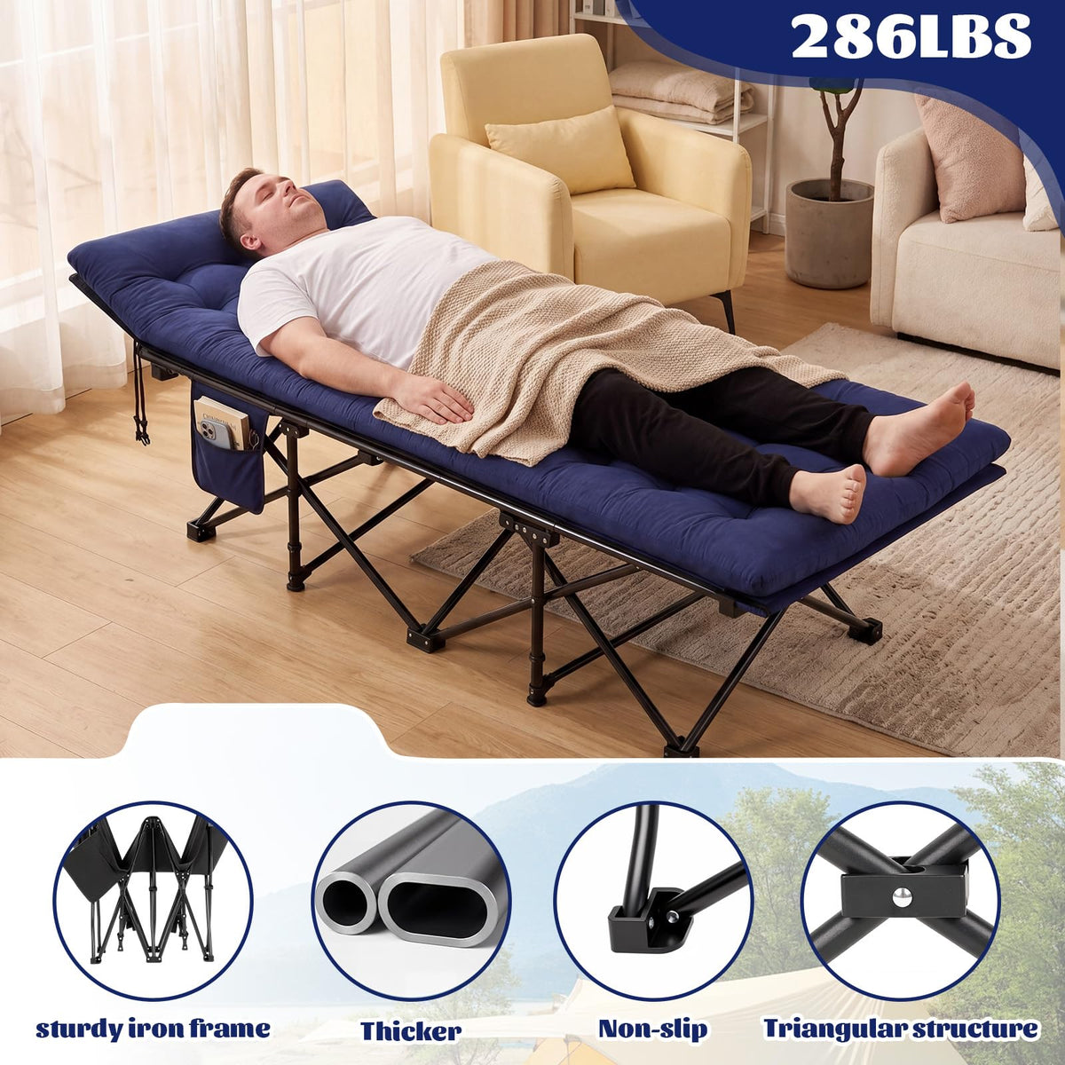 2 Pack Folding Camping Cot with Mattress L969066