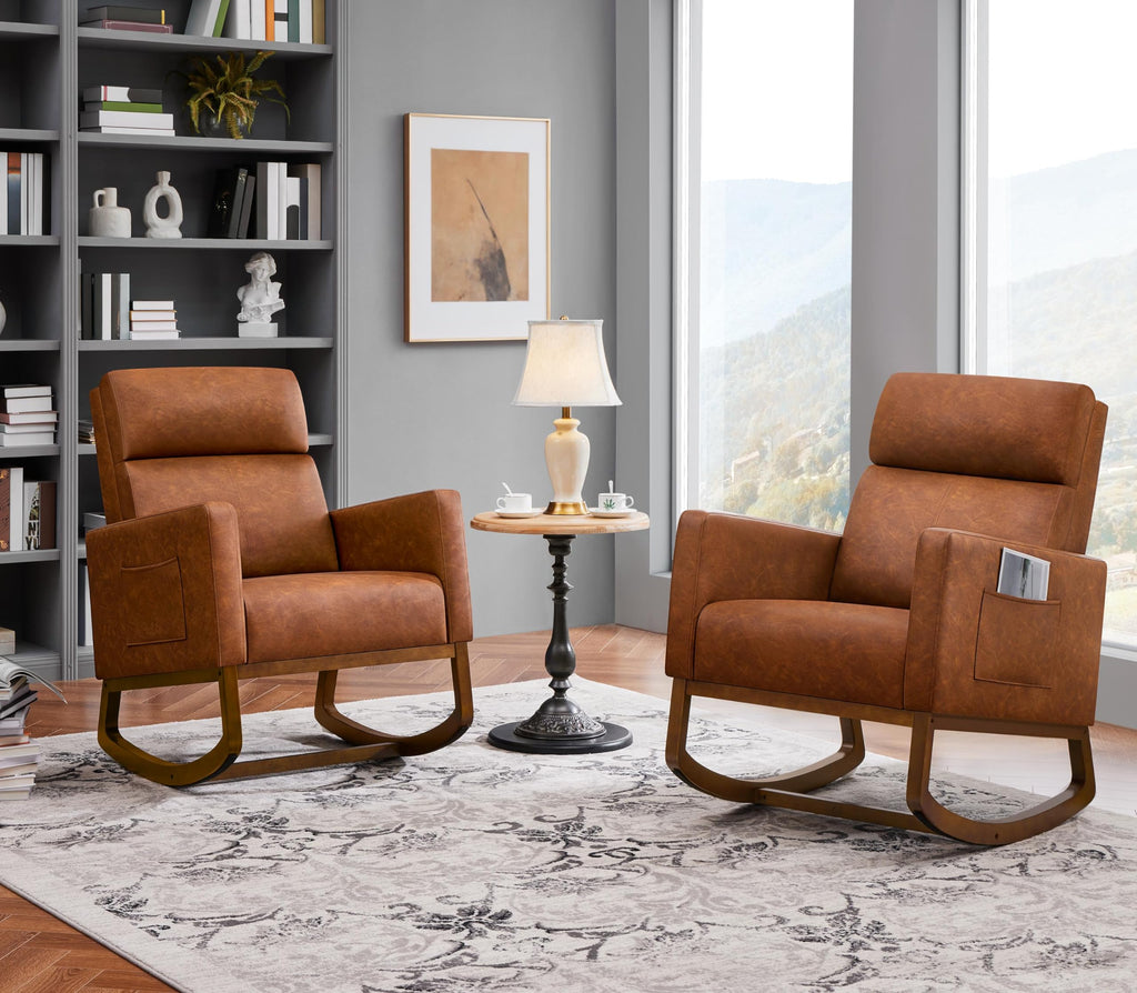 Brown Leather Glider Chair V167801