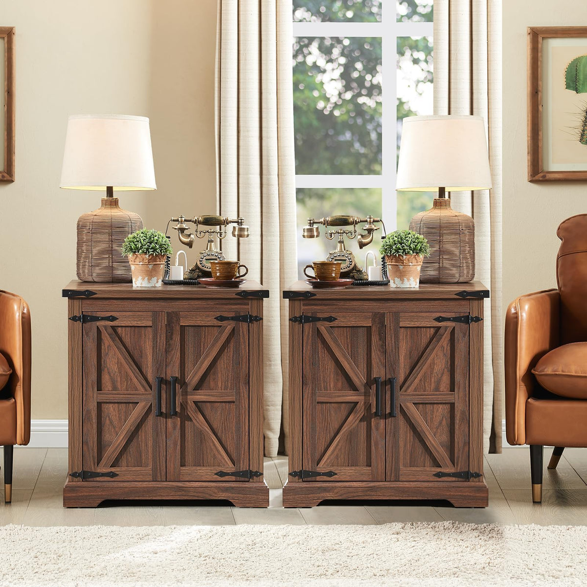 24" End Table Set of 2 with Charging Station E7836