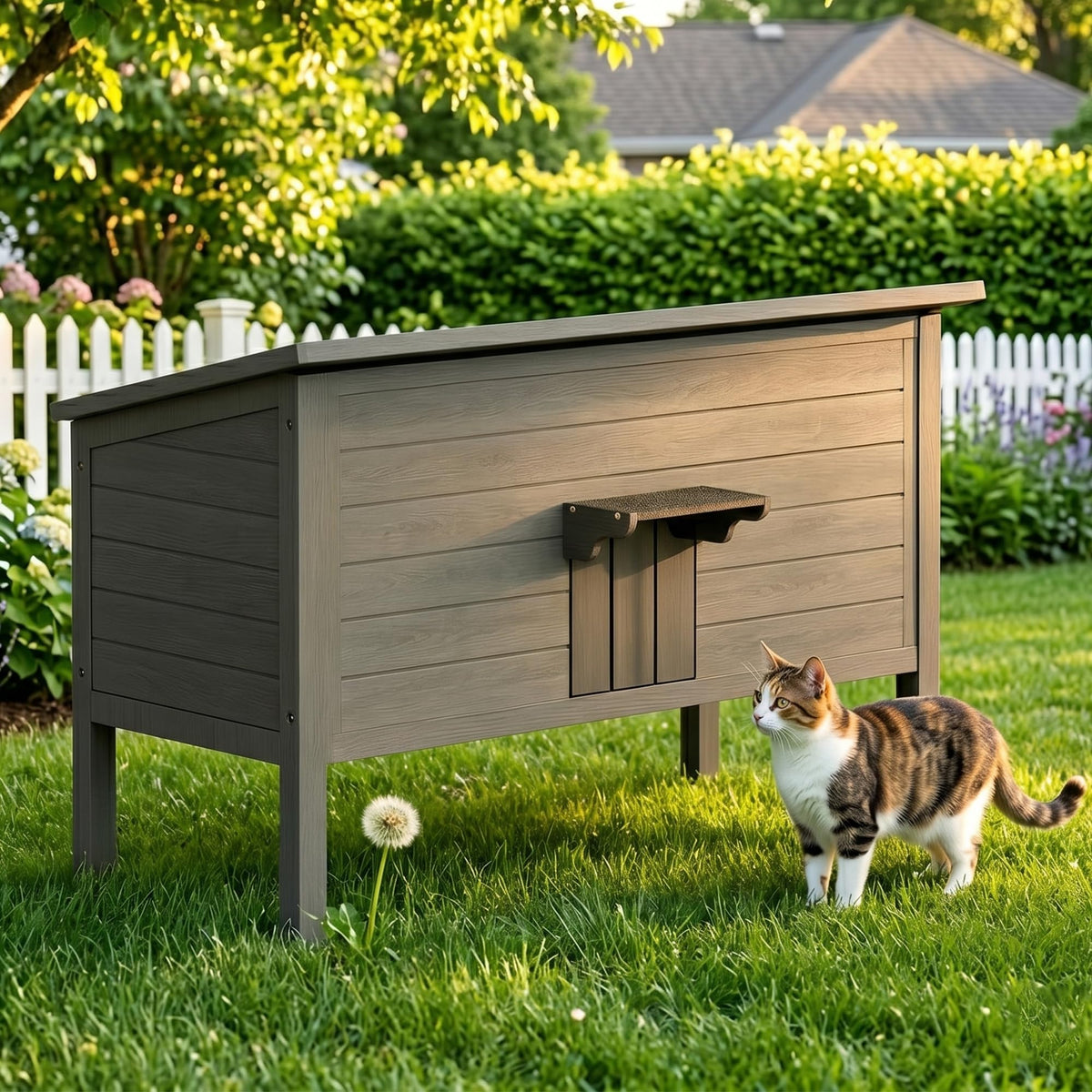 Insulated Weatherproof Wooden Outdoor Cat House T4323