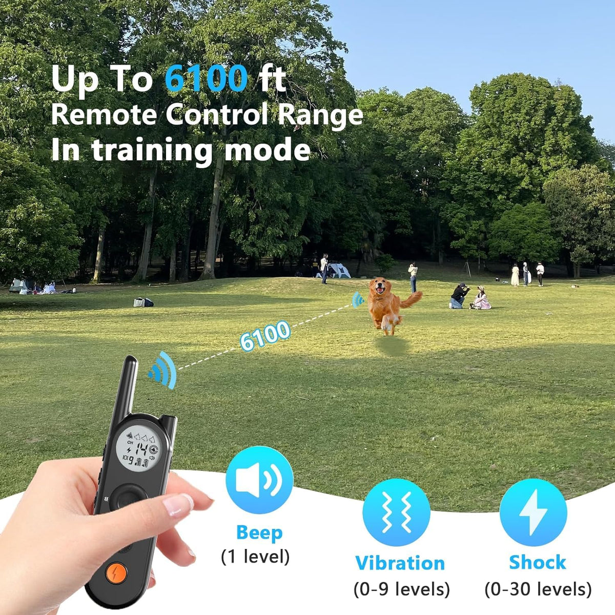 Wireless Dog Fence and Remote Training Collar, IPX7 Waterproof, Black X2023