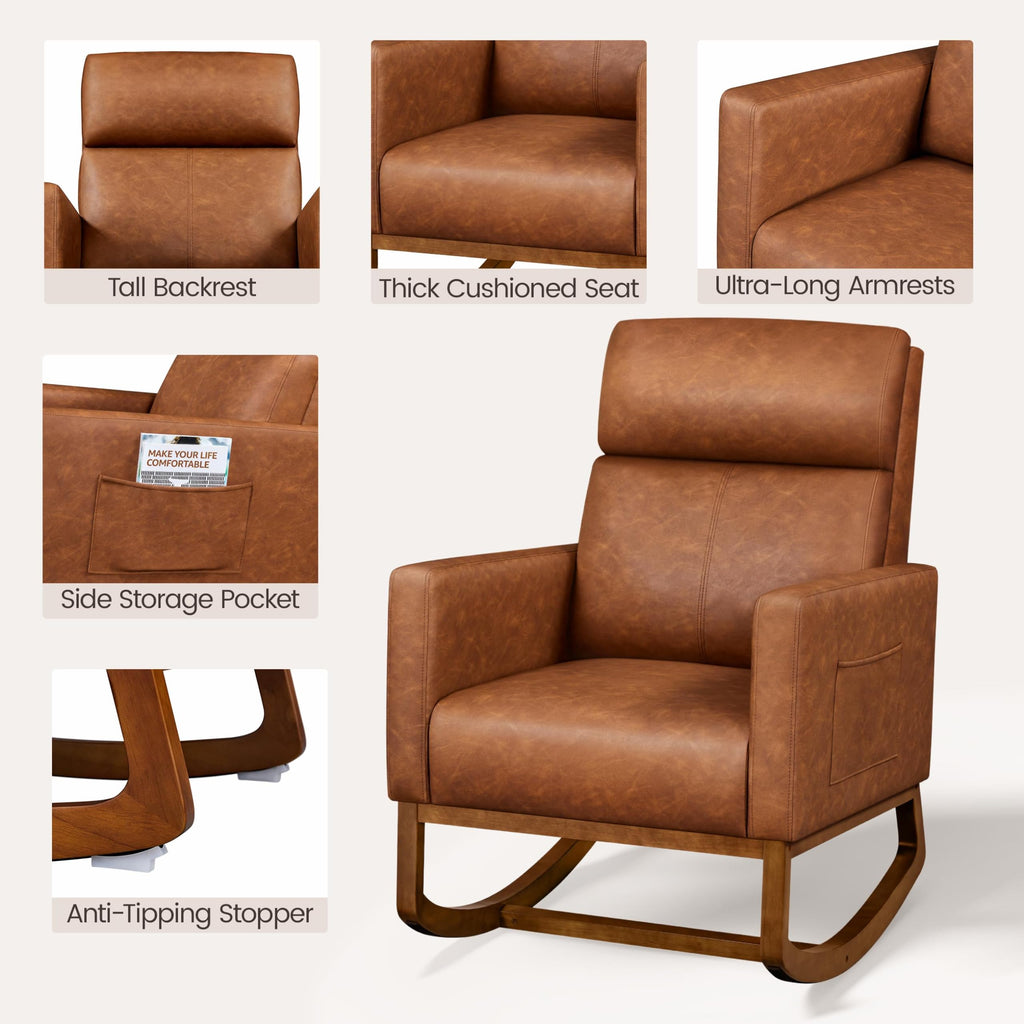 Brown Leather Glider Chair V167801