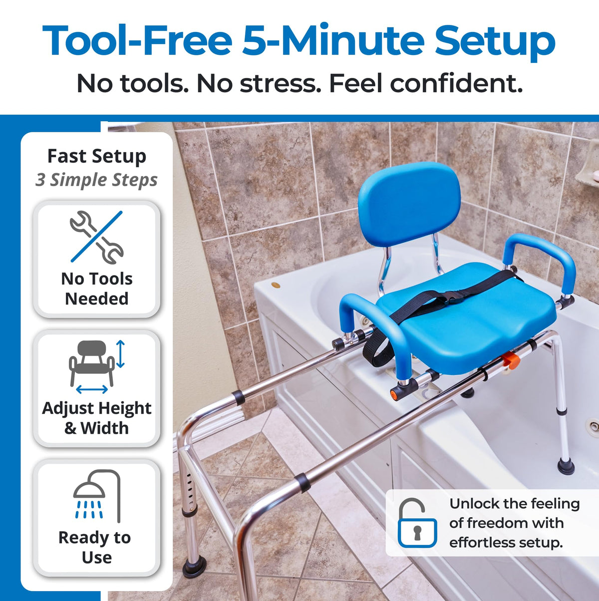 Sliding Tub Transfer Bench with Padded Seat and Backrest P72066