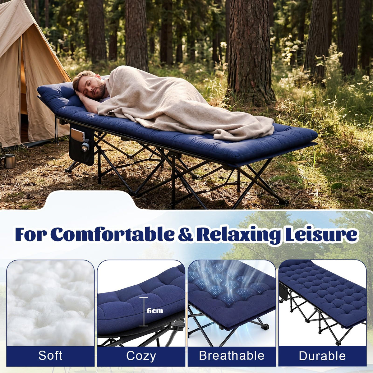 2 Pack Folding Camping Cot with Mattress L969066