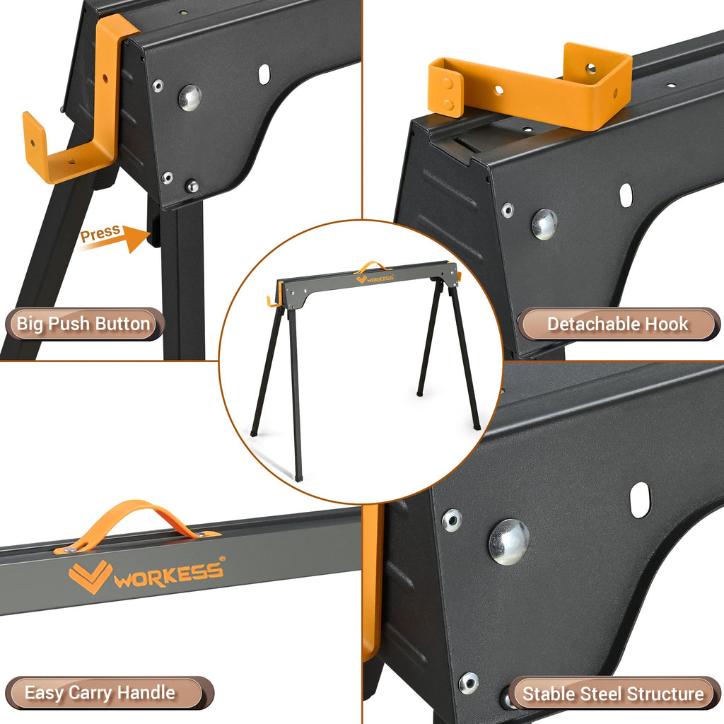 Heavy Duty Folding Saw Horses 2 Pack 2200 Lbs Load Capacity E81912