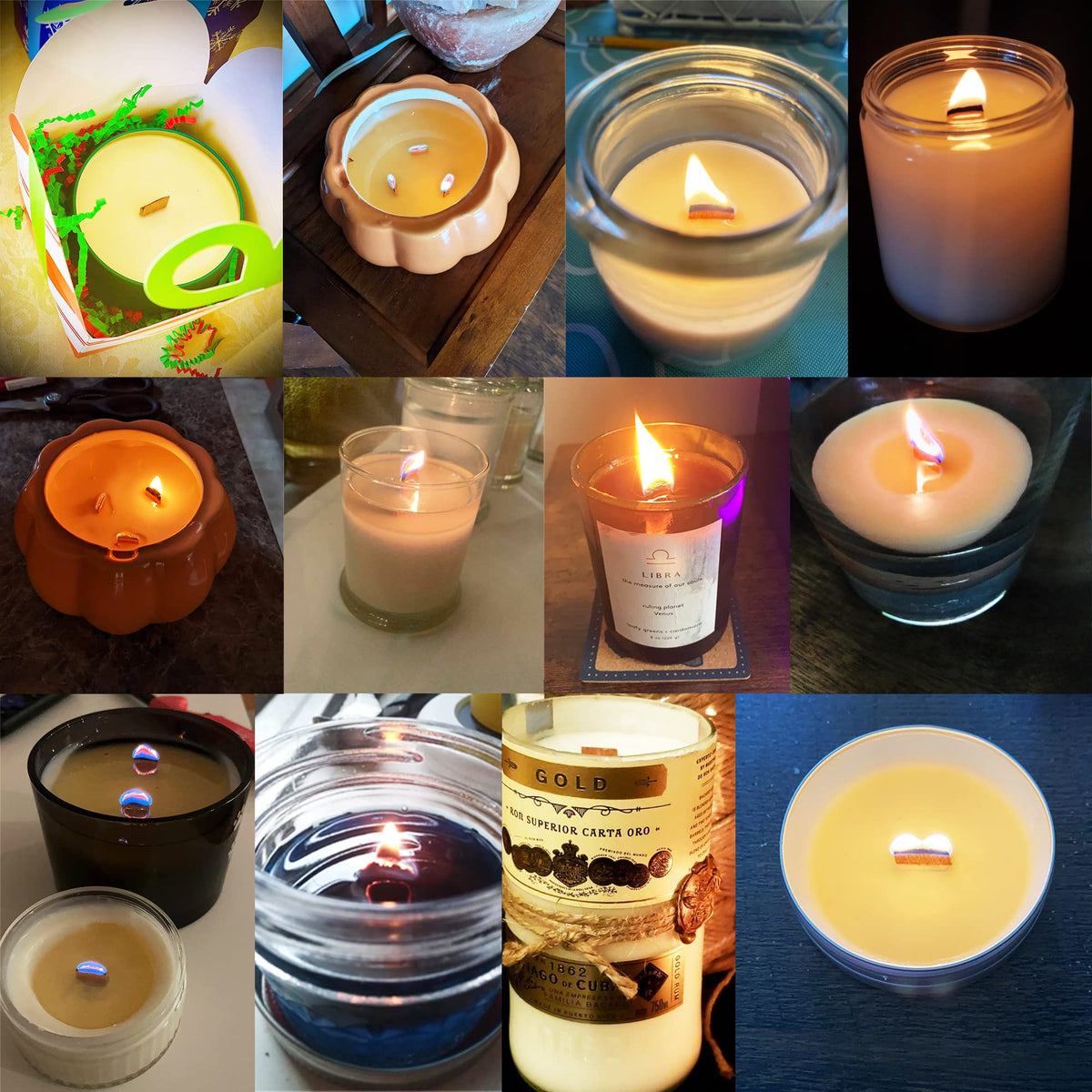 50PCS Crackling Wooden Candle Wicks with Metal Base E531648