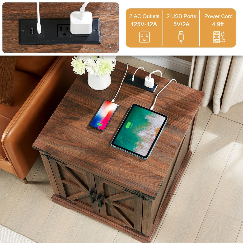 24" End Table Set of 2 with Charging Station E7836