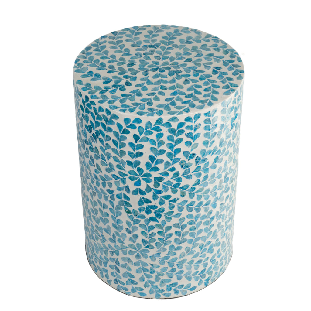 Mother of Pearl Inlaid Cylinder Drum End Table J88460