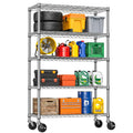 5-Tier Adjustable Steel Wire Shelving Unit with Wheels P184623