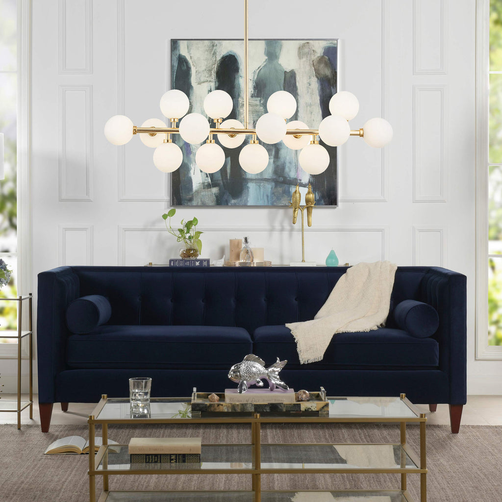 Dark Navy Blue Performance Velvet Tufted Sofa D1470