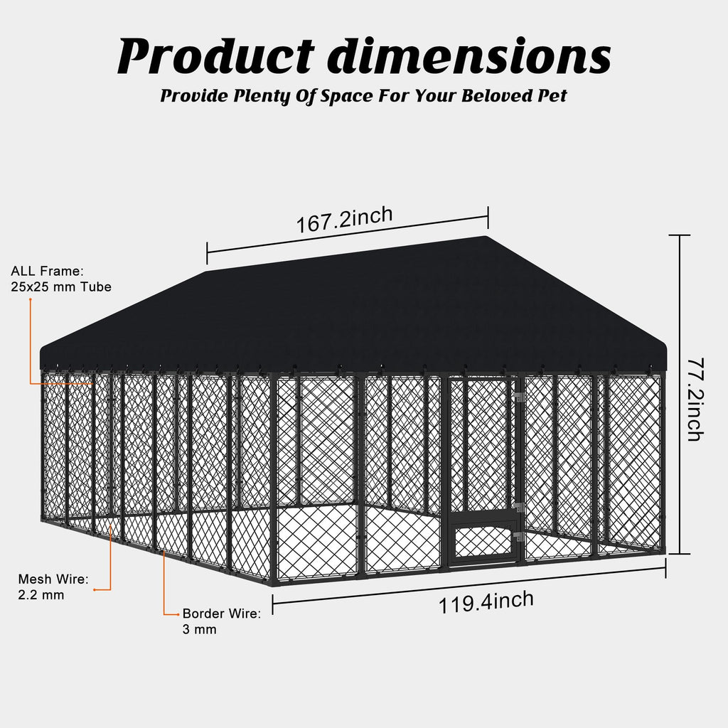 10x14FT Outdoor Dog Kennel with Roof I584