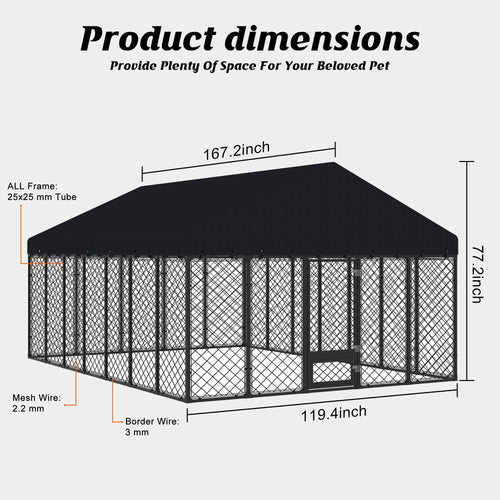 10x14FT Outdoor Dog Kennel with Roof I584