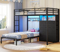 Black Twin Over Twin Bunk Bed with Storage Drawers & Bookshelf O205389