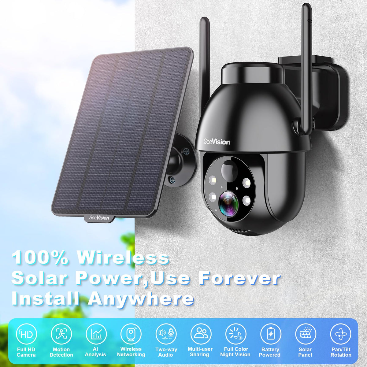 2K PTZ Wireless Security Camera with Spotlight M9998