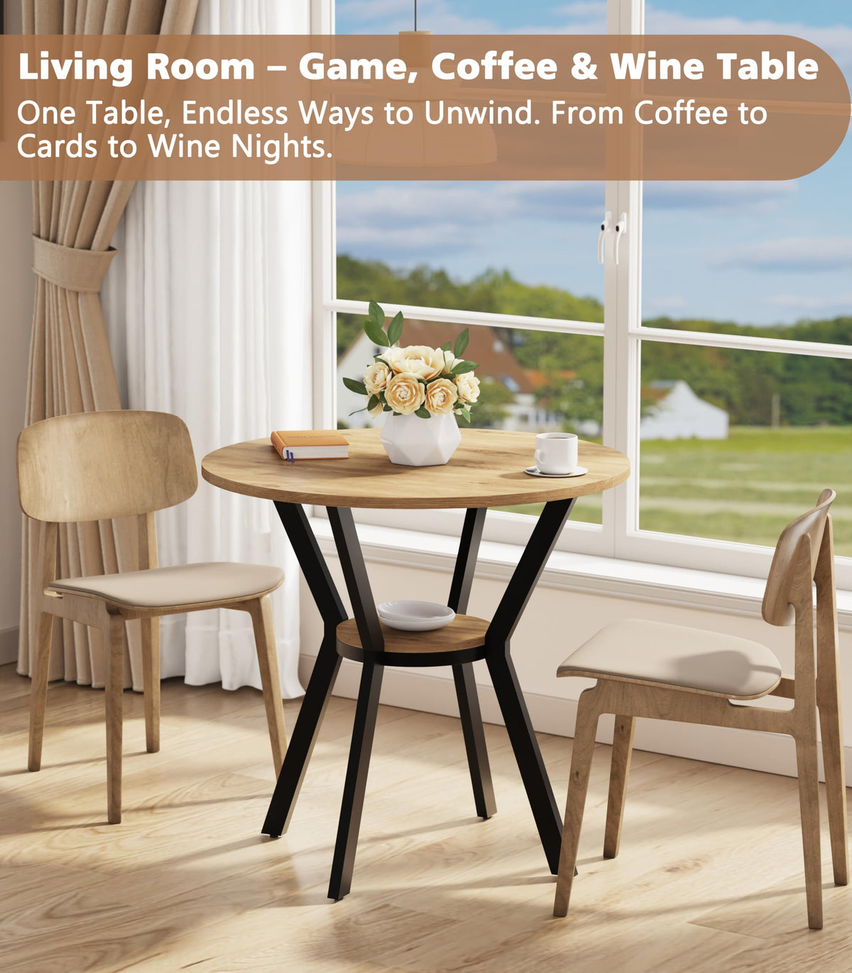 31.5" Round Kitchen Table with Storage I202619