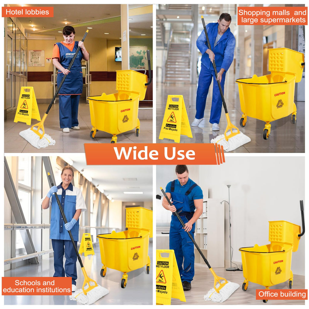 35 Qt Mop Bucket with Side-Press Wringer on Wheels I986