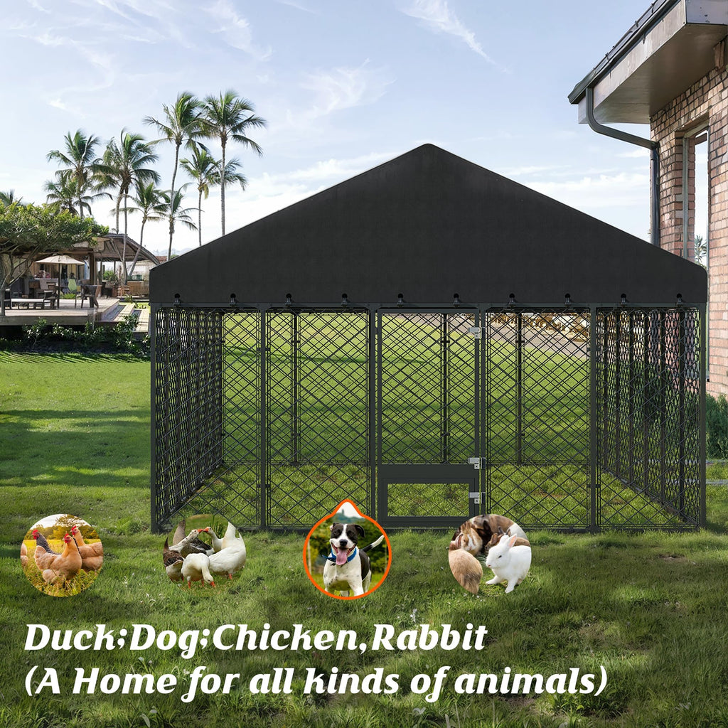 10x14FT Outdoor Dog Kennel with Roof I584