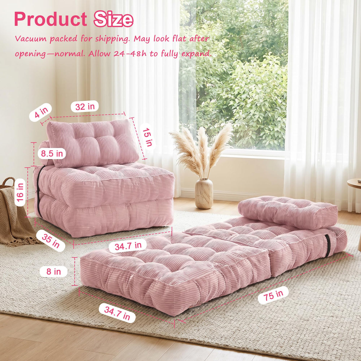 3-in-1 Folding Sofa Bed Convertible Futon Chair W501