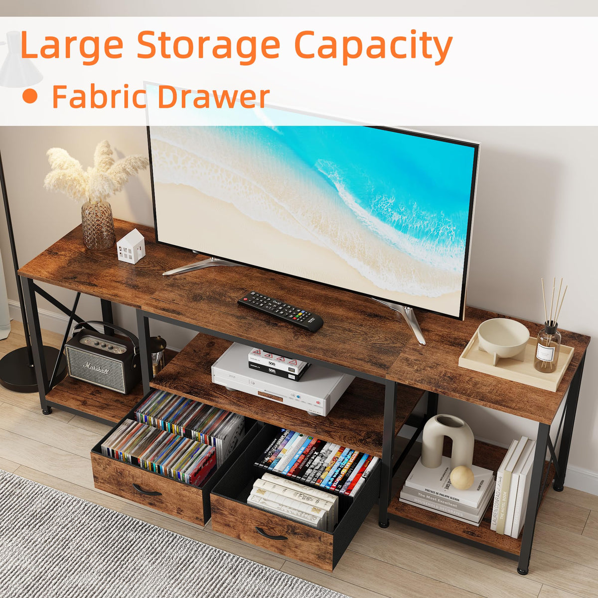 Fabric Drawers TV Stand for 65 70 75 Inches TV I674763