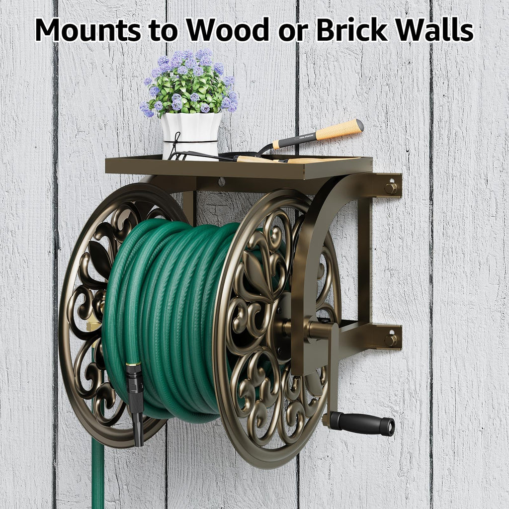 Wall Mount Garden Hose Reel, Holds 200-Feet of 5/8-Inch Hose N6446