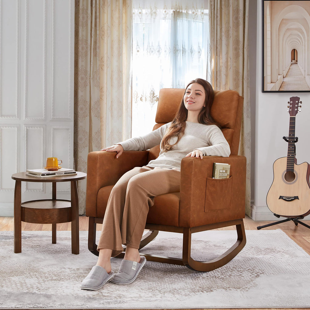 Brown Leather Glider Chair V167801