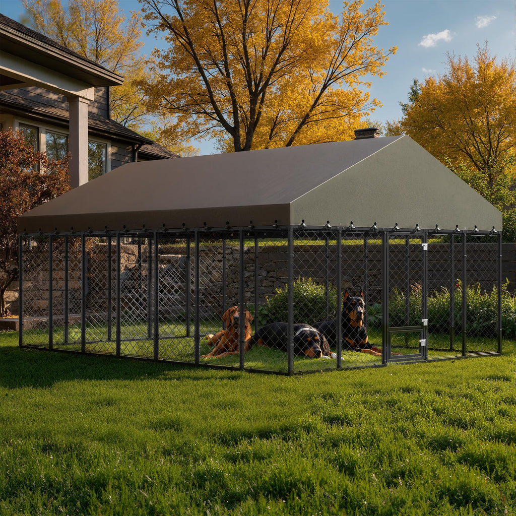 10x14FT Outdoor Dog Kennel with Roof I584
