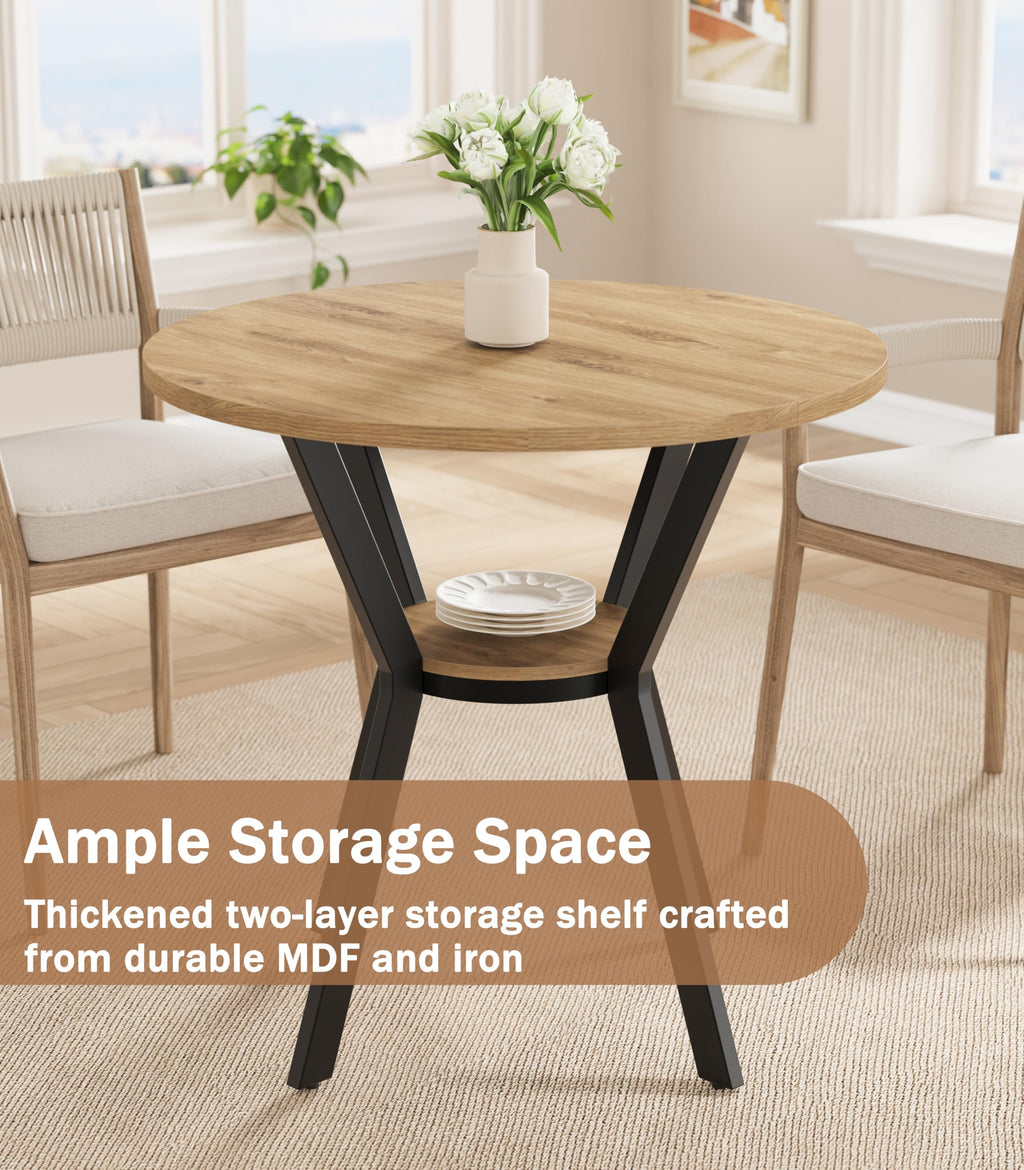 31.5" Round Kitchen Table with Storage I202619