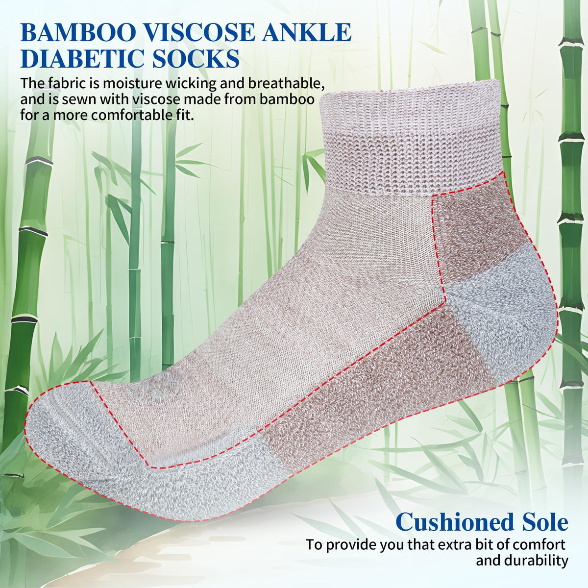 6 Pairs Ankle Diabetic Socks K935