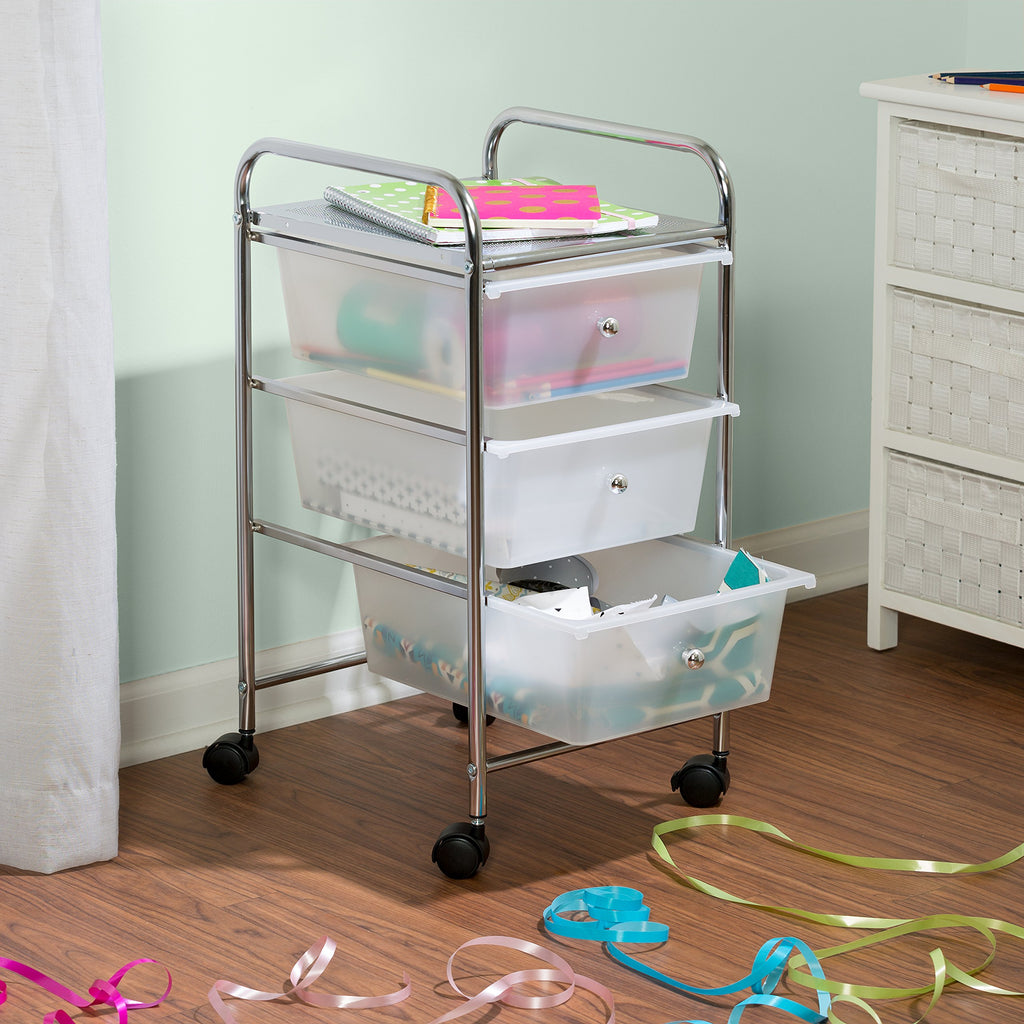 3 Drawer Plastic Storage Cart on Wheels G294