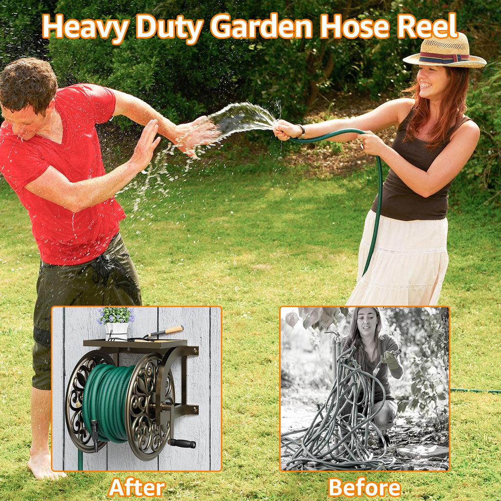 Wall Mount Garden Hose Reel, Holds 200-Feet of 5/8-Inch Hose N6446