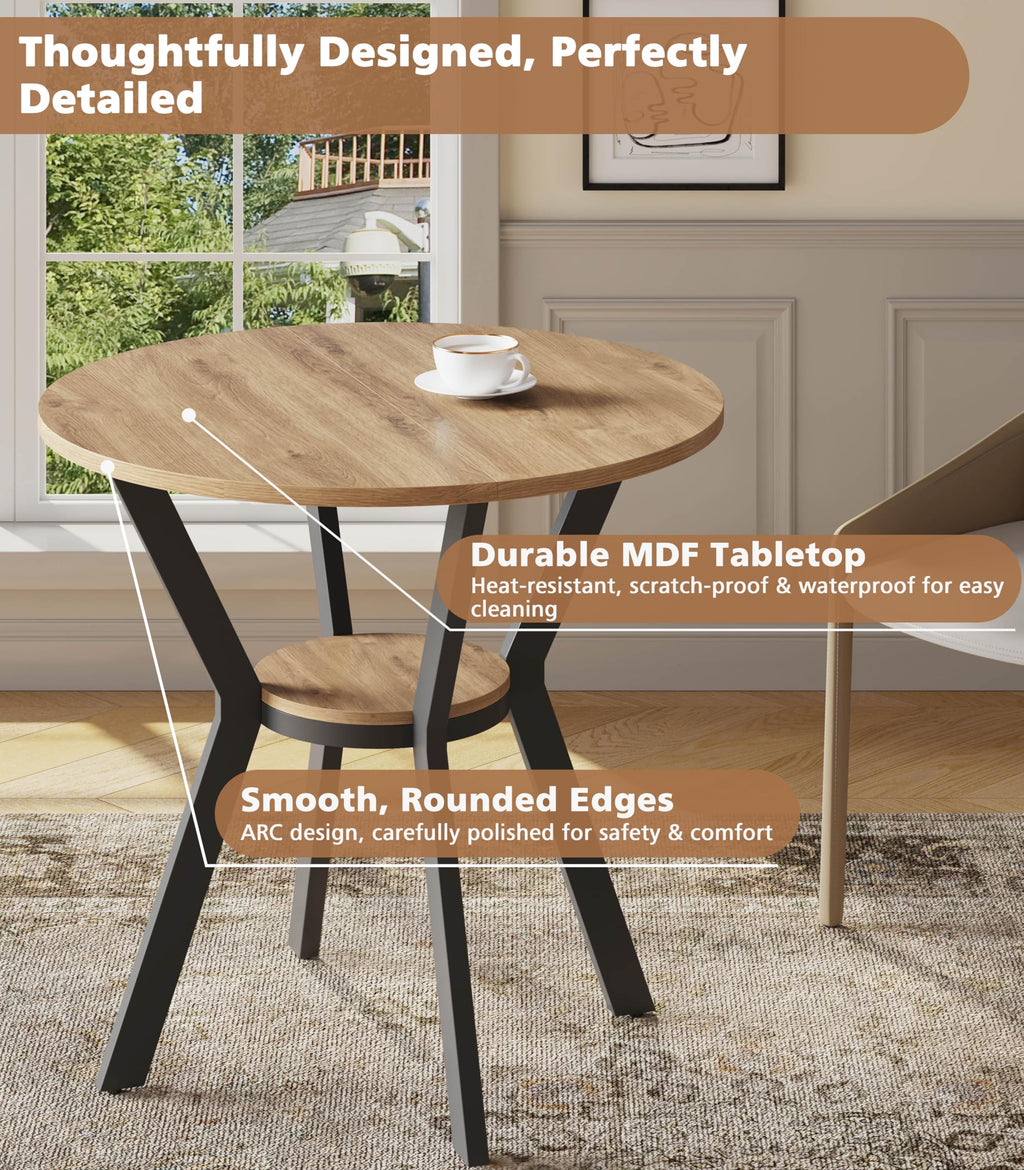 31.5" Round Kitchen Table with Storage I202619